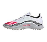 adidas Mixte F50 Messi League Turf Football Boots Chaussures, Cloud White/Lucid Red/Silver Metallic, 48 EU