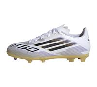 adidas Kids' Chaussure F50 League Terrain souple/Multi-surfaces Enfants, Cloud White/Core Black/Gold Metallic, 28 1/2