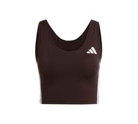 adidas Damen Train Essentials 3-Stripes Cropped Tank Top, Aurora Coffee/White, XS