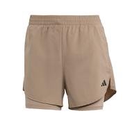 Adidas Femme AEROREADY Made for Training Minimal Two-in-One Shorts, Chalky Brown/Black, S