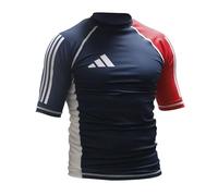 adidas Rashguard Compression Manches Courtes (Couleur : Bleu/Blanc/Rouge - Taille : M)