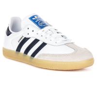 ADIDAS Samba Og 3 Rayures 60s Rétro Junior Garçons Baskets Blanc Marine UK 3 - 7