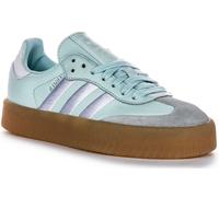 Adidas Sambae 3 Stripes Rétro À Lacets En Cuir Femmes Trainer En Bleu EU 36-42