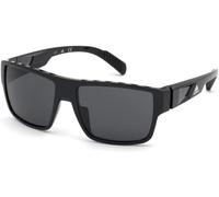 Adidas SP0006 01A 57MM Shiny Black/Smoke Rectangular Sunglasses for Men + BUNDLE With Designer iWear Complimentary Eyewear Kit