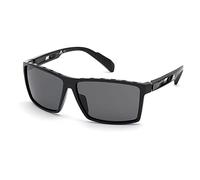 adidas Sport-Lunettes de soleil homme SP0010-forme réctangulaire, couleur noir lucide,verres couleur fumée polarisés