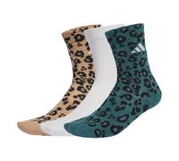 ADIDAS SPORTSWEAR Chaussettes de sport 'Leopard Print Sock 3 Pair Pack' camel / émeraude / noir / blanc, Taille 40-42