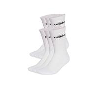 Adidas Chaussettes unisexe hauteur mollet linéaire rembourrées 6 paires Blanc/Noir Taille 45-48
