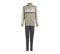 adidas Mixte enfant SEASONAL ESSENTIALS TIBERIO 3 STRIPES TRICOT TRACKSUIT, silver pebble/grey six/metal grey/white, 7-8 Years
