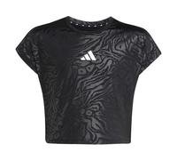 ADIDAS SPORTSWEAR T-Shirt fonctionnel 'All Sports Animal Print Crop' gris foncé / noir / blanc, Taille 170