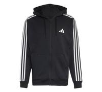 adidas Homme Essentials 3-Stripes French Terry Full-Zip Hoodie Sweatshirt, Black/White, L