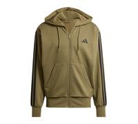 Adidas Sweat à capuche zippé Essential Three Stripes Polaire Homme Olive/Noir S