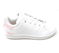 adidas Stan Smith IF1258,Chaussures de tennis blanches avec détails rose,Classiques en cuir, Blanc et rose, 32 EU