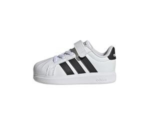 adidas Streetalk Baskets à lacets élastiques unisexes pour bébé, Blanc/noir/noir, 5.5 Wide Infant