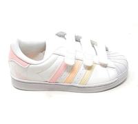adidas Superstar IF3573 Chaussure Blanche avec Rayures Rose et Beige,Fermeture à Déchirure, Blanc, 34 EU