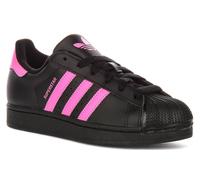Adidas Superstar Ii J Cuir Coque De Maître Baskets Filles Noires Roses EU 36-41