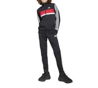 adidas Unisex Kinder SEASONAL ESSENTIALS TIBERIO 3 STRIPES TRICOT TRACKSUIT, black/white/pure ruby, 13-14 Years