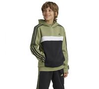 adidas Sweat à capuche unisexe Tiberio 3 bandes en polaire pour enfants, Vert/Noir/Blanc, 9-10 ans
