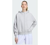adidas Femme Soft Lux Full-Zip Hoodie Sweatshirt, Light Grey Heather, XL