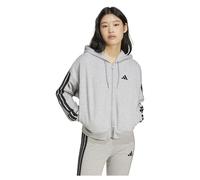 Adidas Veste à capuche Essentials 3 bandes French Terry entièrement zippée Gris/Noir L Femme