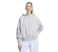 adidas Femme Soft Lux Full-Zip Hoodie Sweatshirt, Light Grey Heather, M