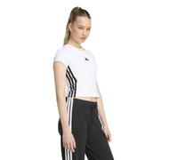 adidas Femme Essentials 3-Stripes Padded Slim Baby Shirt, White/Black, XS