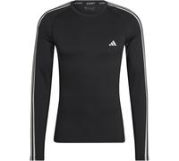 Adidas Techfit 3 Stripe Long Sleeve T Shirt Mens Blck 2XL Male