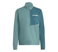 adidas Femme Terrex Multi Climacool Half Zip Long Sleeve, preloved Teal/Mystery Green, L