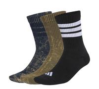 adidas Unisex 3 STRIPES CUSHIONED CREW STONE WASH 3 PAIR PACK, aurora ink/olive strata/black/white, 6-7 Years
