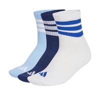 adidas Unisex 3 STRIPES CUSHIONED SPORTSWEAR MID CUT SOCKS 3 PAIR PACK, dark blue/white/glow blue, 13-14.5