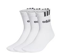 adidas Unisex 3-Stripes Linear Half-Crew Cushioned Socks 3 Pairs, White/Black, 37-40