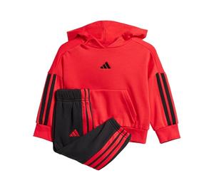 adidas Unisex Baby ESSENTIALS HOODED JOGGER, Pure Ruby/Black/Black, 6-9 Months