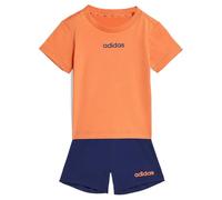 adidas Unisex Baby ESSENTIALS LINEAR LOGO T-SHIRT SET, Dusky Orange/dark blue/dark blue, 3-4 Years
