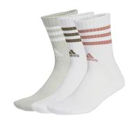 adidas Unisex Chaussettes matelassées 3-Stripes (3 paires), White/White/Wonder Silver, 40-42