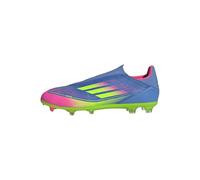 adidas Unisex Chaussure F50 League sans lacets terrain souple/multi-surfaces, Blue Fusion/Lucid Lemon/Lucid Pink, 45 1/3