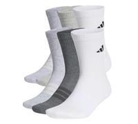 adidas Unisex CUSHIONED CREW SOCKS 6 PAIR PACK, white/light grey heather/medium grey heather/dark grey heather, 6-7 Years