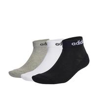 adidas Unisex Kinder Linear Ankle Cushioned Socks 3 Pairs, Medium Grey Heather / White / Black, 7-8 Years