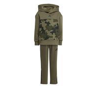 adidas Unisex Kinder Seasonal Essentials Little Kids Camo Fleece Jogger Set, olive strata/white, 7-8 Years