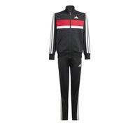 adidas Mixte enfant SEASONAL ESSENTIALS TIBERIO 3 STRIPES TRICOT TRACKSUIT, black/white/pure ruby, 11-12 Years