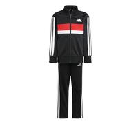adidas Unisex Kinder SEASONAL ESSENTIALS TIBERIO 3 STRIPES TRICOT TRACKSUIT, black/white/pure ruby, 4-5 Years