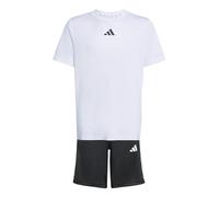adidas Unisex Kinder TRAIN ESSENTIALS 3-STRIPES T-SHIRT SET, white/black, 5-6 Years