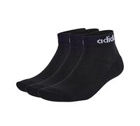 adidas Unisex Linear Ankle Cushioned Socks 3 Pairs, Black / White, 45-48