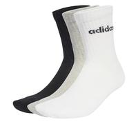 adidas Mixte LINEAR CREW SOCKS CUSHIONED SOCKS 6 PAIR PACK, Medium Grey Heather/White/Black, 8.5-10
