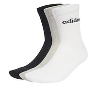 adidas Mixte LINEAR CREW SOCKS CUSHIONED SOCKS 6 PAIR PACK, Medium Grey Heather/White/Black, 8.5-10
