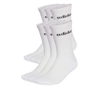 adidas Unisex LINEAR CREW SOCKS CUSHIONED SOCKS 6 PAIR PACK, White/Black, 5-6 Years