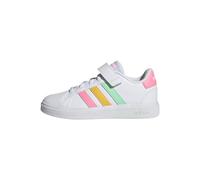 Adidas Unisexe - Enfants et Garçons Grand Court Court Elastic Lace and Top Strap Chaussures, Cloud White Pulse Mint Beam Pink, 35 EU