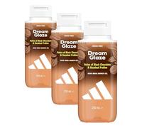 adidas Vibes Dream Glaze Gel douche, 250 ml, lot de 3, notes de chocolat noir et de praliné de noisettes, parfum unisexe