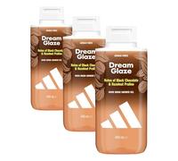 adidas Vibes Dream Glaze Gel douche, 400 ml, lot de 3, notes de chocolat noir et de praliné de noisettes, parfum unisexe