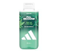 adidas Vibes Full Recharge Gel douche, 400 ml, lot de 1, notes de feuille de cèdre et de sauge sclarée, parfum unisexe