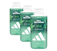 adidas Vibes Full Recharge Gel douche, 400 ml, lot de 3, notes de feuille de cèdre et de sauge sclarée, parfum unisexe