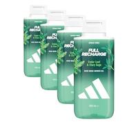 adidas Vibes Full Recharge Gel douche, 400 ml, lot de 4, notes de feuille de cèdre et de sauge sclarée, parfum unisexe